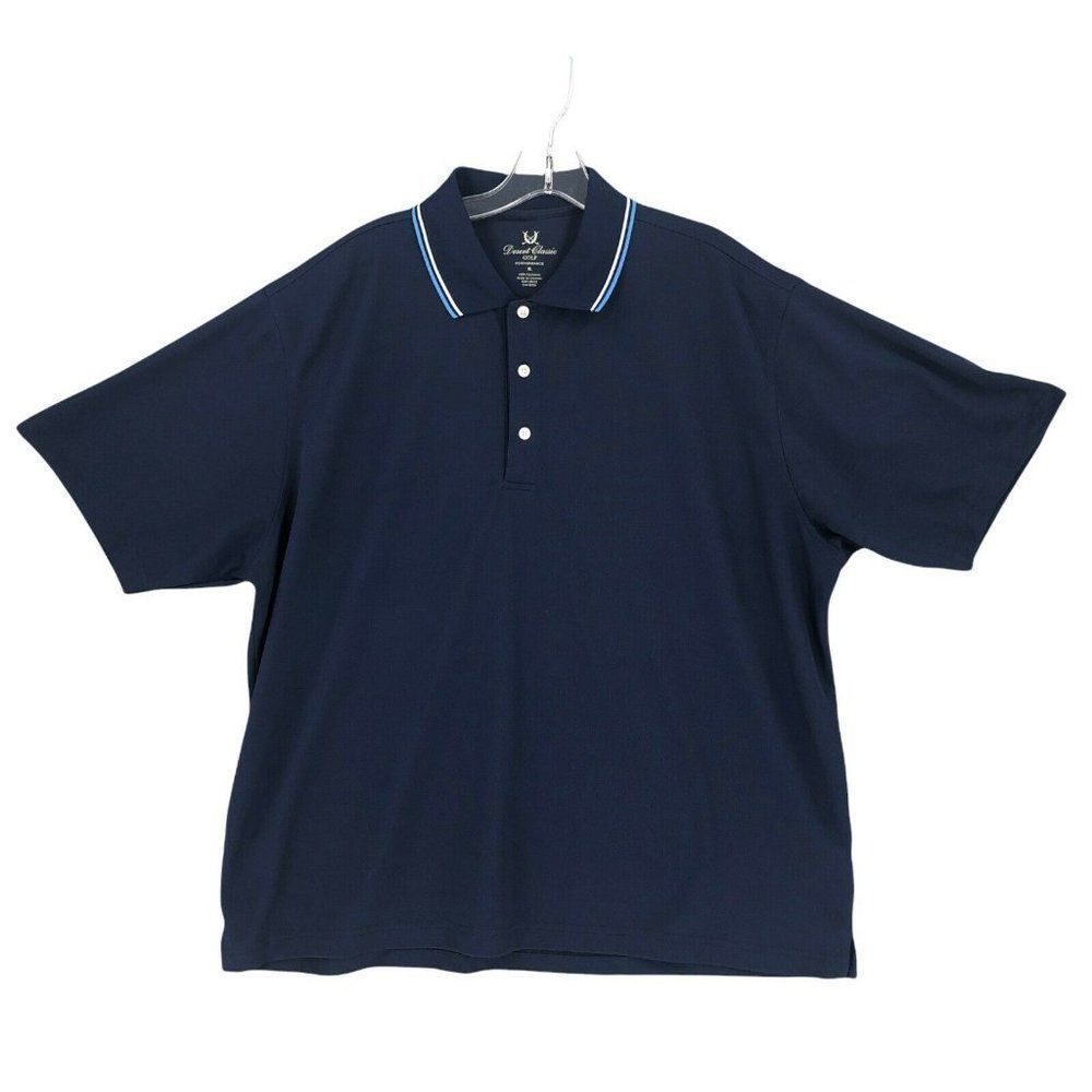 Desert Classic Golf Mens Polo Shirt Extra Large Blue Short Sleeve Casual Golfer